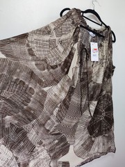 Zara Studio Brown Batik Print Sheer Chiffon Kaftan Tunic Dress Holiday Beach New