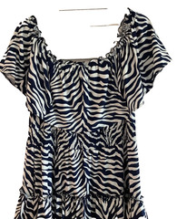La Mer Lux (L) Dress Pullover Navy/White Zebra Print Scoop Neckline EUC