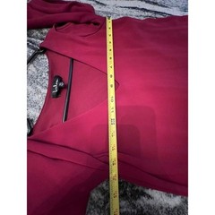 Lulus Shifting Dears Wine Red Long Sleeve Shift Dress Mini Boho XS V-Neck