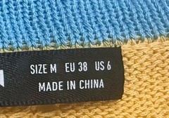 Women’s Summer Knit Co-Ord Set Yellow Blue Crop Top & Striped Midi Skirt Size M