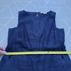 Tory Burch Nadia Linen Sleeveless Sheath Dress with T Belt 12 Navy Blue