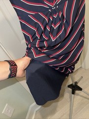 Banana Republic Navy Blue Red White Stripe Dress Knee Length Size 4 Petite