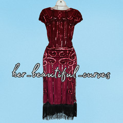 20s GATSBY SEQUINED BEADED FRINGED FLAPPER PARTY DRESS SIZE XL FITS 14/16