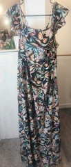 Tropical Floral Maxi Dress Women Size 2XL Lightweight Stretch Waist Flowy