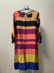 Dries Van Noten Women’s Multicolor Striped Shift Dress Silk Blend Size M