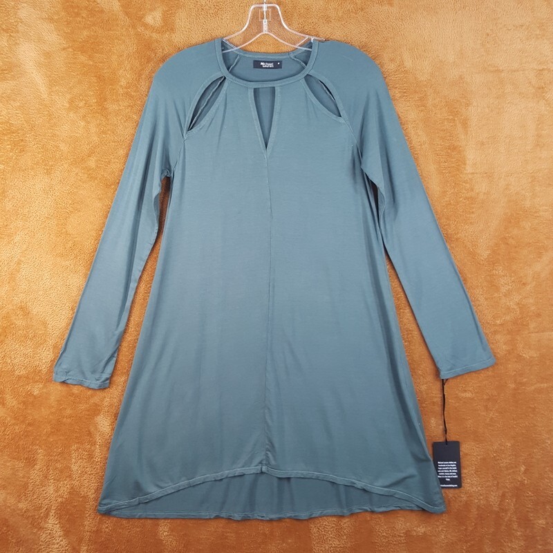 MICHAEL LAUREN Dress Womens Medium Green Pullover Shift Mini Cut Out REEF