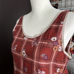 4-Way Reversible & Adjustable Tunic Top Floral Plaid Vintage Retro Layering Vest
