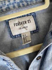 Forever 21 Light Wash Denim Button-Up Shirt Dress Tunic Size Small