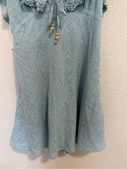 FREE PEOPLE Love Forever Ruffle Mini Dress Sundress Light Blue Size L Large