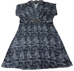 As U Wish Dress Short Sleeve Studded Adjustable Tie Back Size M Black