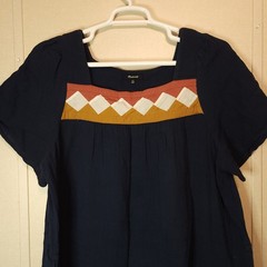 Madewell Patchwork Shift Mini Dress Size XXL Dark Nightfall Blue Pockets Cotton