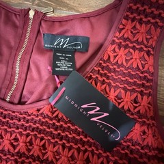 Midnight Velvet Crochet Dress Sz XL Open Knit Overlay Red Midi Whimsigoth Retro
