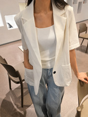 Korean Women’s Summer Short Sleeve Blazer Jacket Casual Office Lightweight