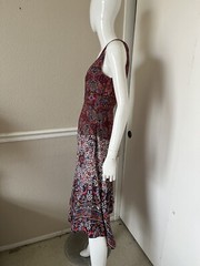 MAEVE BY ANTHROPOLOGIE NEW! Red/Pink Floral Mixed Media Fit n Flare Midi Dress