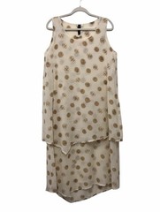 Gershon Bram Asymmetric Layered Shift Dress Antique Coin Print Artsy Boho Sz L