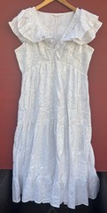 Roberta Roller Rabbit Dress XL White Silver Ruffled Maxi Metallic Holiday