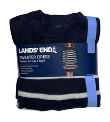 Lands&rsquo; End Women&rsquo;s Long Sleeve Relaxed Fit Crewneck Sweater Dress