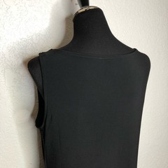 WHBM black silver beaded neckline pleated hem sleeveless dress size Large