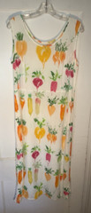 Vintage Jams World FoodArt Midi Shift Dress Radish Pattern Side Slit Size M e159