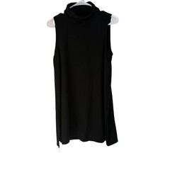 Garnet Hill Black Sleeveless Turtleneck Dress Size S Tencel Lyocell Spandex
