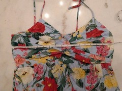 Old Navy Womens Size L Floral Linen Blend Jumpsuit Wide Leg Tie StrapExcellent
