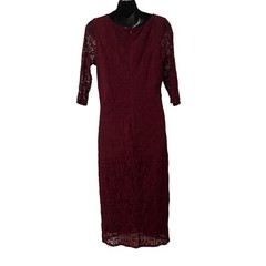 RYAN MICHELLE Lace DRESS RED Large Stretch Pencil Sweet Sexy Bodycon Cocktail