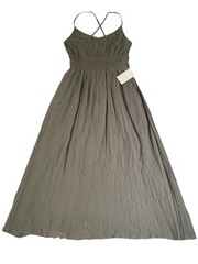 Bohme Spaghetti Straps Crisscross elastic Waist Dress Sz S Grey cottagecore