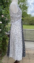 Kings Road Shift Dress Blue white Prairie Patchwork Vintage Look Sm Long Modest