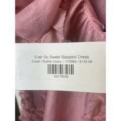 Sofie the Label Pink Ruffle Ruthie Grace Babydoll Rear Bow Dress Women&rsquo;s Small