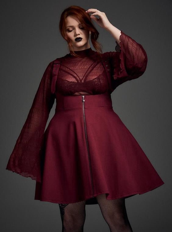 Torrid Nightfall Front-Zip Pinafore Dress Windsor Wine (Red) Size 3X NWT