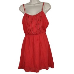 Lucca Couture Lined Crinkle Dress Sundress Women Size M Red-Orange MISSING STUDS