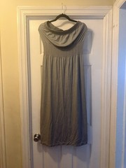 Lark + Grey Strapless Maxi Dress Black White Striped Cinched Waist L/XL