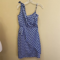 Banana Republic Spaghetti Strap One Shoulder Blue And White Dress Size 0 Petite