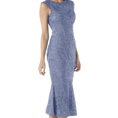 JS Collections Soutache Midi Mermaid Dress 2 Petite Lace Wedding Cocktail Blue