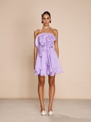 Sonya Moda Rosa Strapless 100% Silk Organza Ruffle Rosette Flower Dress Size XL