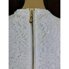 White Floral Lace Side Cutout Strappy Fit and Flare Dress Size S Gold Zipper