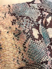 Guess Python Snakeskin Print V Neck Long Sleeve Ruched Multi Color Dress S