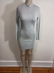 Tresser Women&rsquo;s Size Medium Grey High Neck Ruched Side Bodycon Mini Dress (nwot)