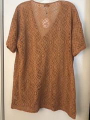 Lost + Wander Brown Lace Button Front Mini Dress S