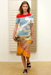 Rejina Pyo Abstract Face Print Silk Sleeveless Dress Size 12