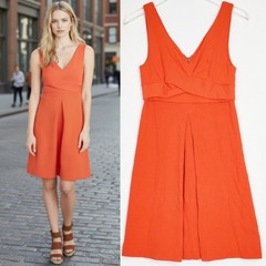 Anthropologie HD in Paris sz 4 Ardmore sun dress orange v neck sleeves stretch