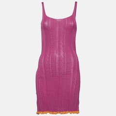 Gimaguas Pink Patterned Knit Sleeveless Mini Dress S