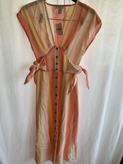 Forever 21 Size XS Sleeveless Side Ties Button Up Pastel Stripe NEW with TAG