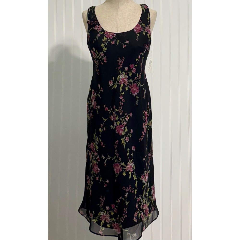 NWT VTG 90s Positive Attitude Sheer Floral Slip Dress 10 Whimsigoth Fairy Y2K