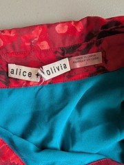 NWOT ALICE + OLIVIA Miranda Tiered Collar Maxi Dress Size 2 Red Yellow #9G607