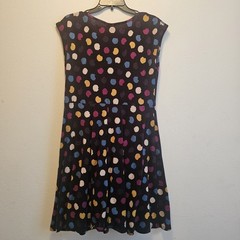 Street Bundy Women&rsquo;s XL Black Multicolor Polka Dot Fit & Flare Knit Dress