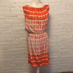 Plenty Tracy Reese silk blouson dress sleevless orange tie dye large summer boho
