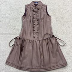 Burberry Blue Label Sleeveless Dress Silk Blend Ribbon Ruffle Lavender pink