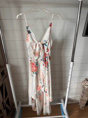 Hello Molly Cutout Hi-Lo Dress Womens S White Floral Wedding Honeymoon Bridal