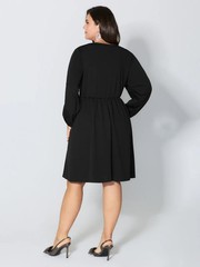 BloomChic Sequin Embroidery Waist-Defining Pocket Knee Dress Black 18-20/2X